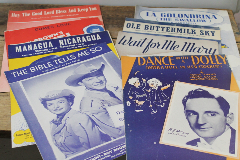 photo of huge lot of 150 pieces vintage sheet music 1930s 40s 50s great cover art graphics  #7