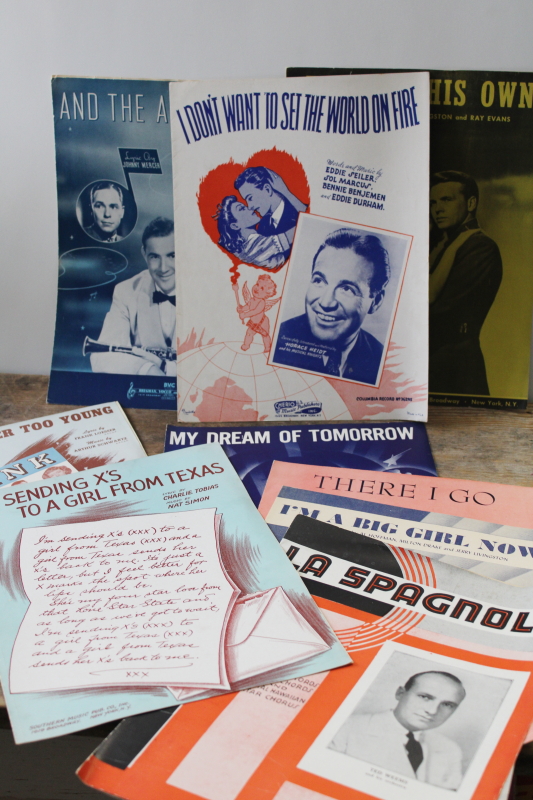 photo of huge lot of 150 pieces vintage sheet music 1930s 40s 50s great cover art graphics  #8