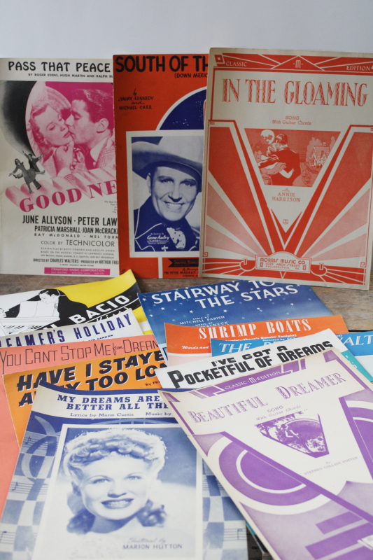 photo of huge lot of 150 pieces vintage sheet music 1930s 40s 50s great cover art graphics  #9