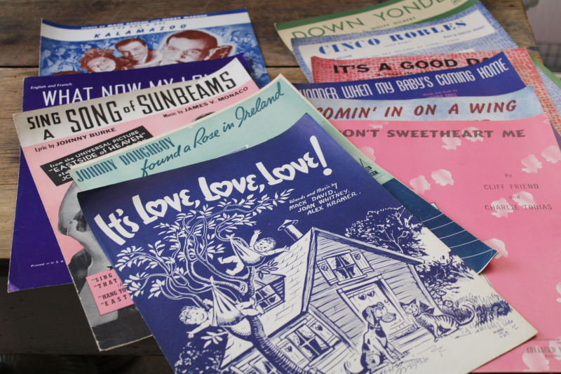 photo of huge lot of 150 pieces vintage sheet music 1930s 40s 50s great cover art graphics  #10