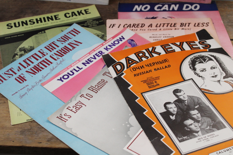 photo of huge lot of 150 pieces vintage sheet music 1930s 40s 50s great cover art graphics  #11