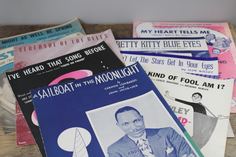 photo of huge lot of 150 pieces vintage sheet music 1930s 40s 50s great cover art graphics  #12