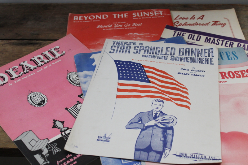 photo of huge lot of 150 pieces vintage sheet music 1930s 40s 50s great cover art graphics  #14