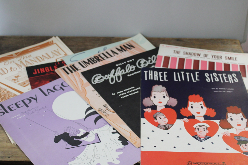photo of huge lot of 150 pieces vintage sheet music 1930s 40s 50s great cover art graphics  #15