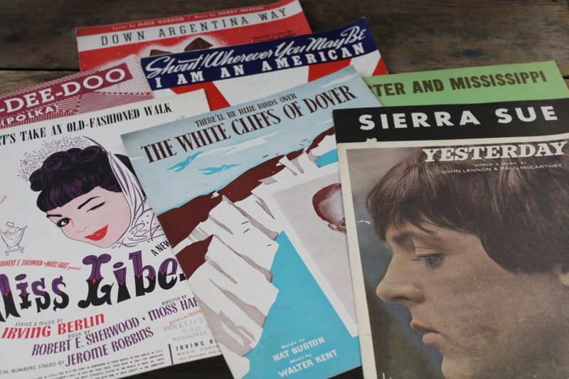 photo of huge lot of 150 pieces vintage sheet music 1930s 40s 50s great cover art graphics  #16