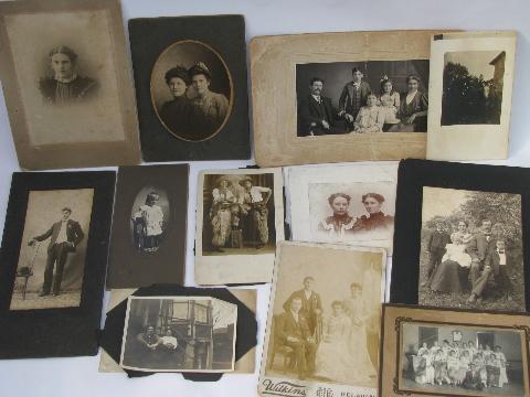 photo of huge lot of antique vintage cabinet card photographs, embossed folders #2