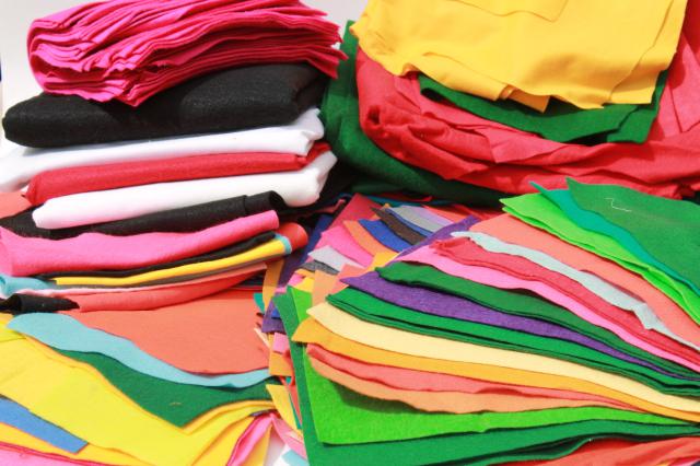 photo of huge lot of craft felt yardage & felt sheets in a rainbow of assorted colors #1