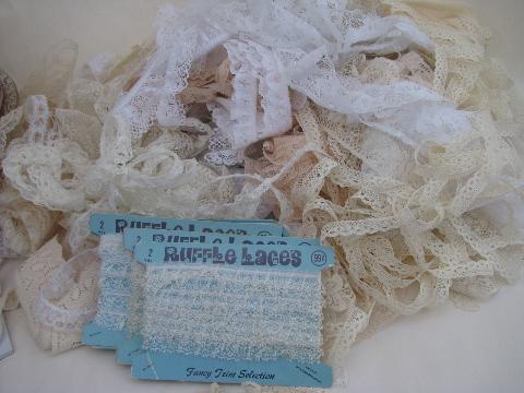 photo of huge lot of nylon lace, ruffles, edgings, trim for lingerie sewing #1