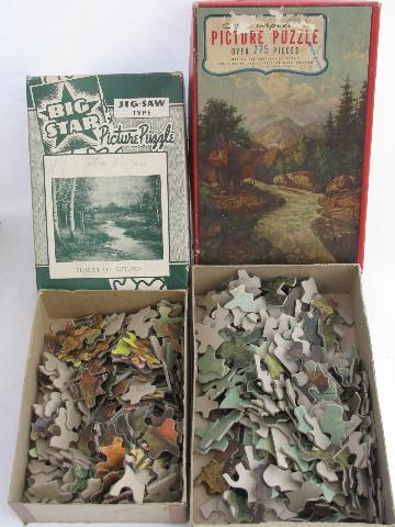 photo of huge lot of old 30s 40s 50s vintage jigsaw puzzles, round puzzle, Tuco etc. #3