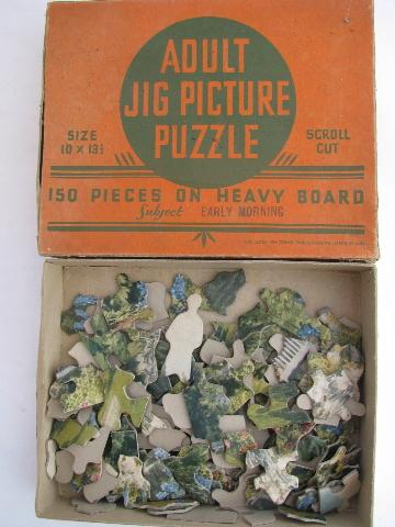 photo of huge lot of old 30s 40s 50s vintage jigsaw puzzles, round puzzle, Tuco etc. #5