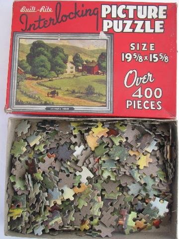 photo of huge lot of old 30s 40s 50s vintage jigsaw puzzles, round puzzle, Tuco etc. #7