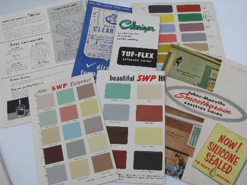 photo of huge lot of old architectural advertising and vintage paint chips, original colors! #2