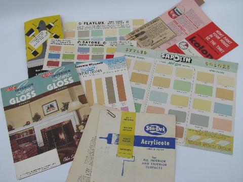 photo of huge lot of old architectural advertising and vintage paint chips, original colors! #4