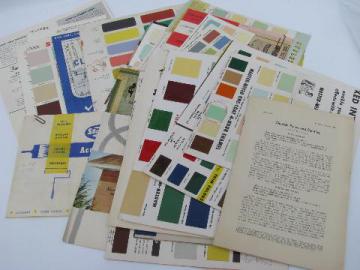catalog photo of huge lot of old architectural advertising and vintage paint chips, original colors!