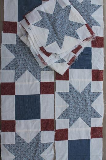 photo of huge lot of patchwork quilt blocks in assorted patterns & primitive prints #2