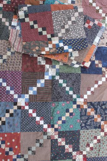 photo of huge lot of patchwork quilt blocks in assorted patterns & primitive prints #4