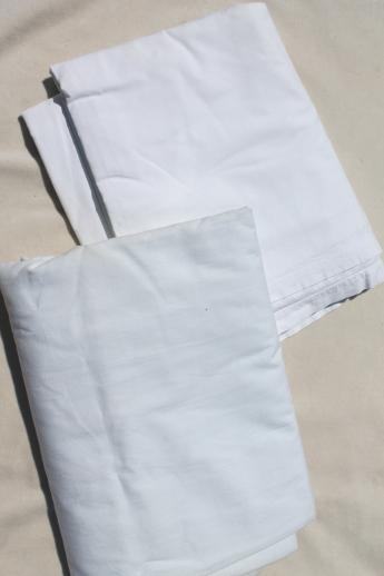 photo of huge lot of plain white cotton bedsheets, flat bed sheets, vintage bedding #11