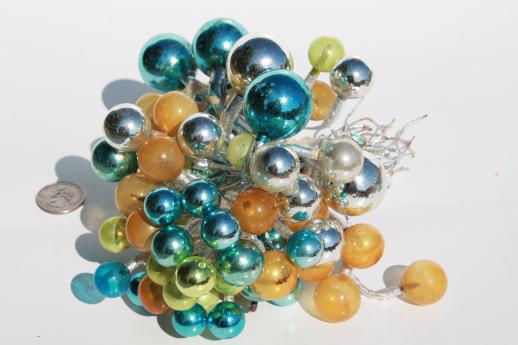 photo of huge lot of vintage Christmas decorations, mercury glass balls & beaded pinecones #5