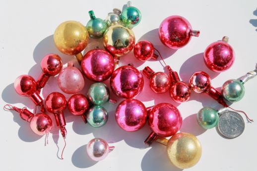 photo of huge lot of vintage Christmas decorations, mercury glass balls & beaded pinecones #10