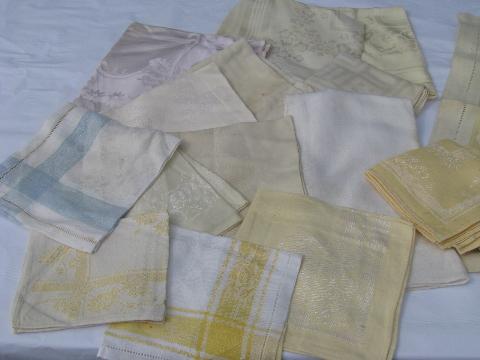 photo of huge lot of vintage cotton and/or rayon damask table linens, 19 colored tablecloths+ #2