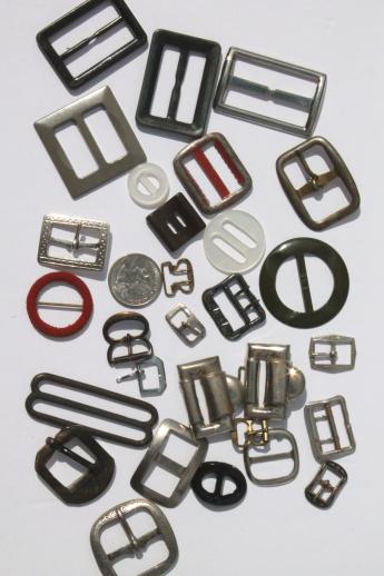 photo of huge lot of vintage dress belt buckles, 30s 40s 50s sewing notions collection #5