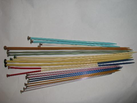 photo of huge lot of vintage knitting needles, all types & sizes, 45 pairs + #3