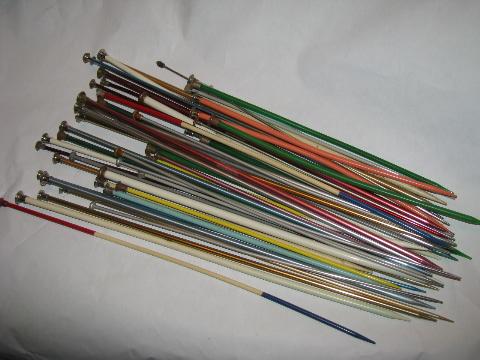 photo of huge lot of vintage knitting needles, all types & sizes, 45 pairs + #4