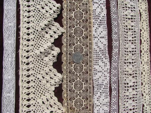 photo of huge lot old antique vintage cotton lace edgings, insertions, trims #3