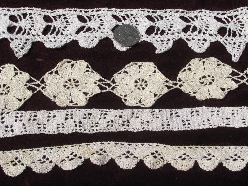 photo of huge lot old antique vintage cotton lace edgings, insertions, trims #9