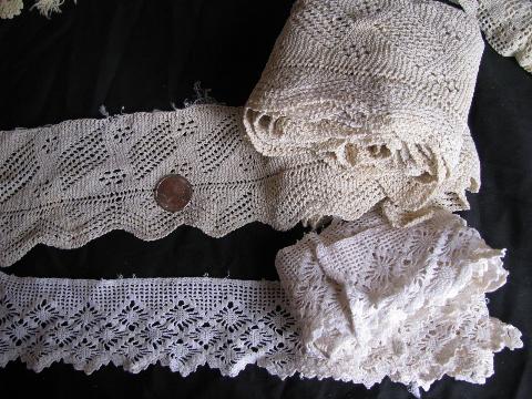 photo of huge lot old antique vintage crochet lace sewing trims, edgings, insertions #3