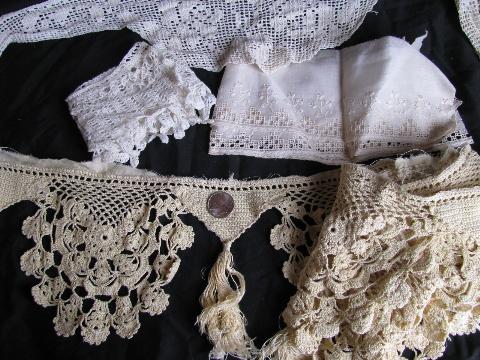 photo of huge lot old antique vintage crochet lace sewing trims, edgings, insertions #6