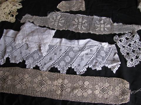 photo of huge lot old antique vintage crochet lace sewing trims, edgings, insertions #7