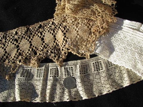 photo of huge lot old antique vintage crochet lace sewing trims, edgings, insertions #6