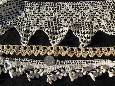 photo of huge lot old antique vintage crochet lace sewing trims, edgings, insertions #7