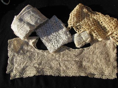 photo of huge lot old antique vintage crochet lace sewing trims, edgings, insertions #9