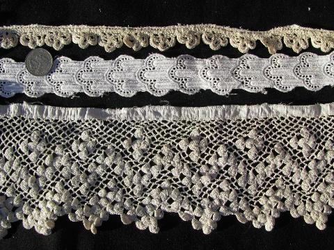 photo of huge lot old antique vintage crochet lace sewing trims, edgings, insertions #10