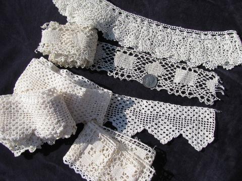 photo of huge lot old antique vintage crochet lace sewing trims, edgings, insertions #4