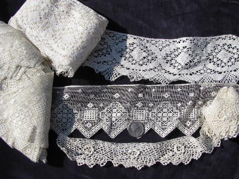 photo of huge lot old antique vintage crochet lace sewing trims, edgings, insertions #7