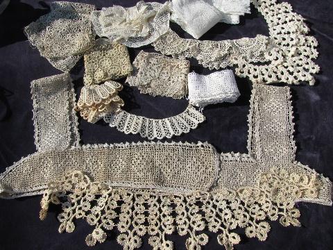 photo of huge lot old antique vintage crochet lace sewing trims, edgings, insertions #8