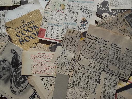photo of huge lot old newspaper clippings and labels, 60s 70s 80s vintage recipes #4