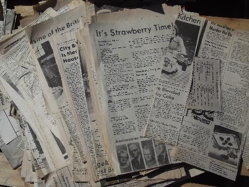 photo of huge lot old newspaper clippings and labels, 60s 70s 80s vintage recipes #5