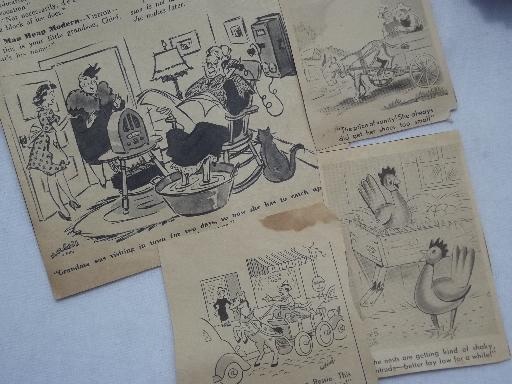 photo of huge lot old newspaper clippings, vintage cartoons, teen topics columns #3