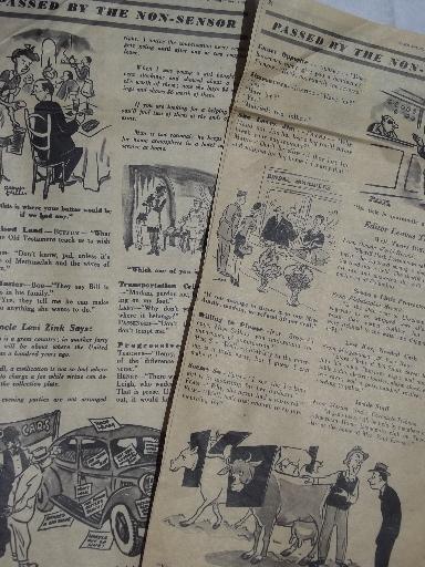 photo of huge lot old newspaper clippings, vintage cartoons, teen topics columns #4