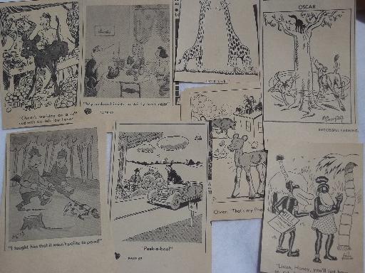 photo of huge lot old newspaper clippings, vintage cartoons, teen topics columns #6