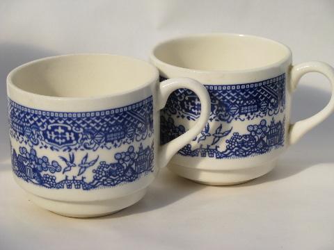 photo of huge lot old & vintage Blue Willow china, 40 pcs mis-matched cups & saucers #2