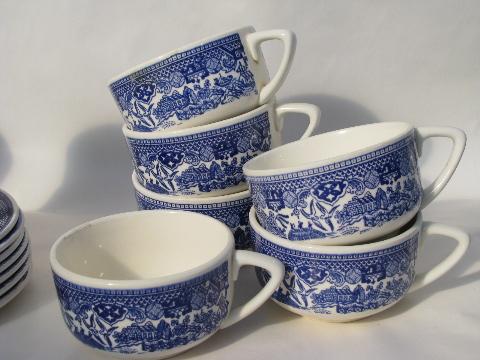 photo of huge lot old & vintage Blue Willow china, 40 pcs mis-matched cups & saucers #3