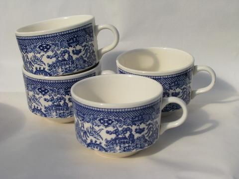 photo of huge lot old & vintage Blue Willow china, 40 pcs mis-matched cups & saucers #4