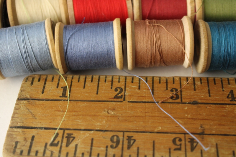 photo of huge lot old wood spools all colors vintage cotton thread, 230 spools different sizes  #5
