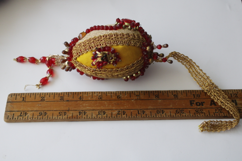 photo of huge lot shabby vintage beaded sequin push pin jeweled balls etc 42 Christmas ornaments #3