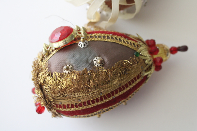 photo of huge lot shabby vintage beaded sequin push pin jeweled balls etc 42 Christmas ornaments #8